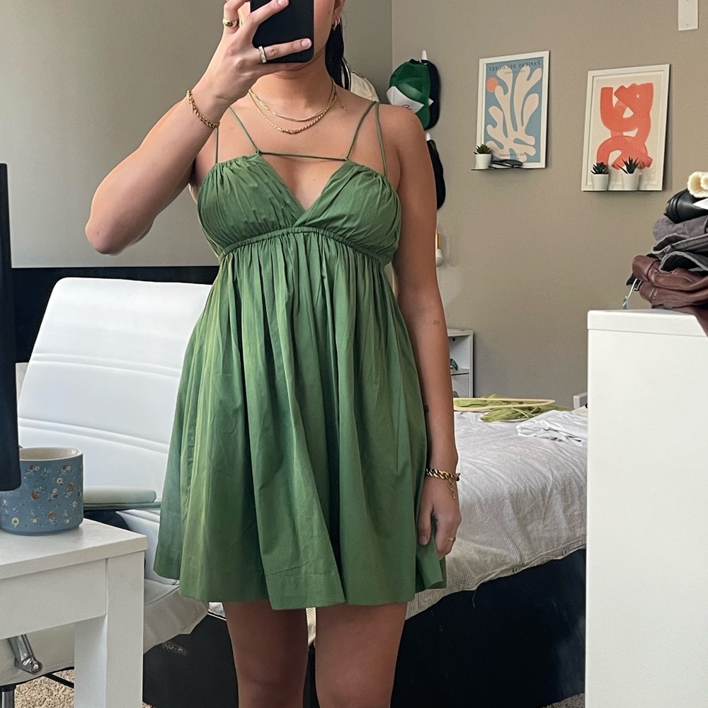 Abercrombie and Fitch, green Poplin mini dress